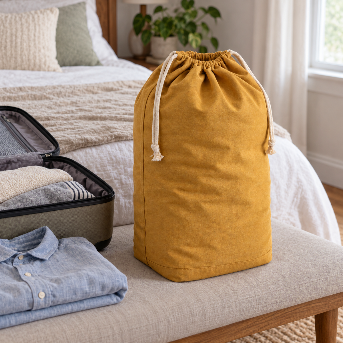 Ochre Laundry Drawstring Bag