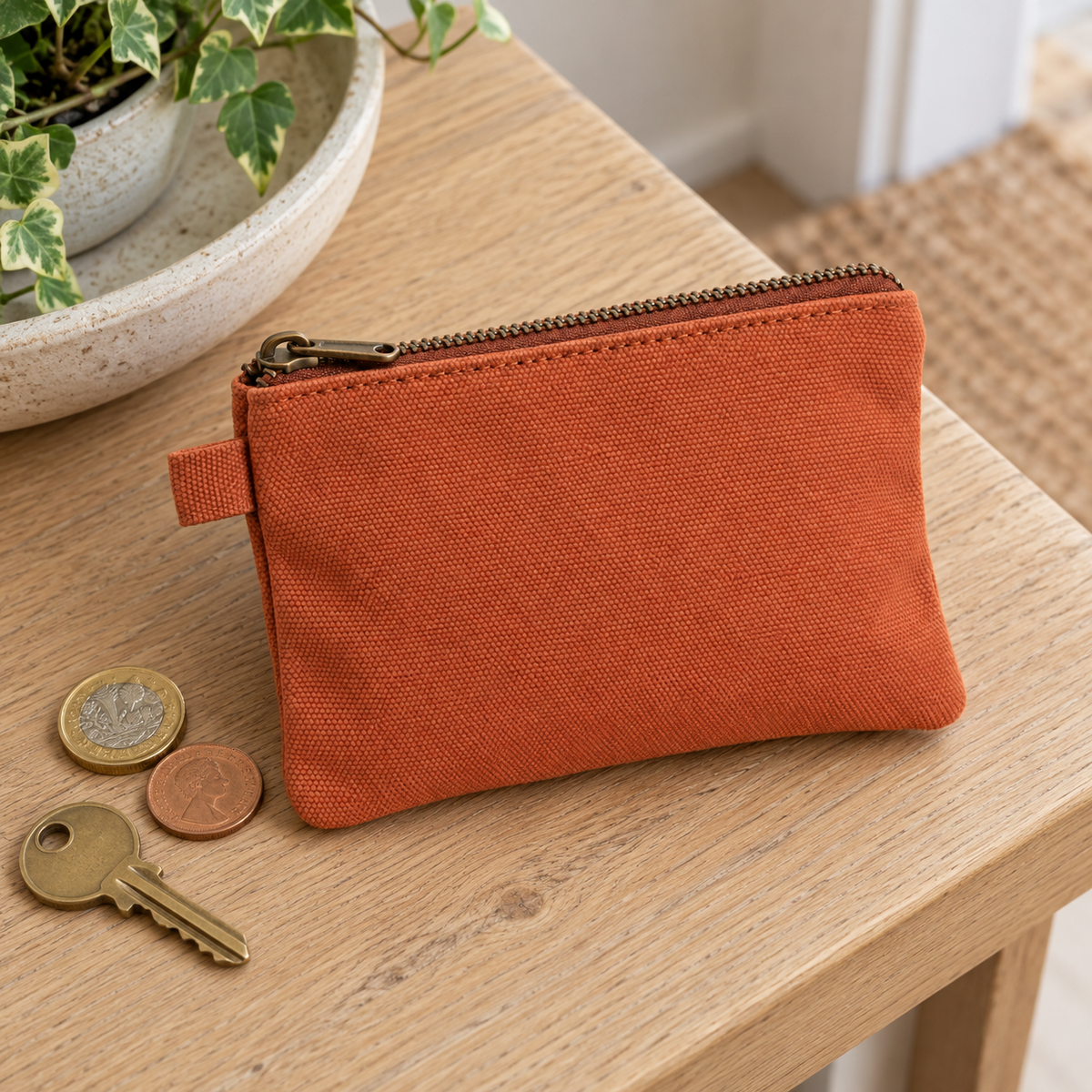 Terracotta Zip Coin Pouch