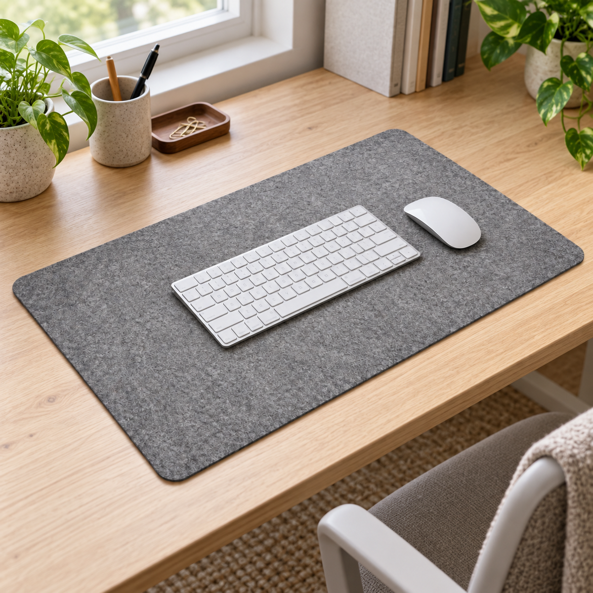 Grey Felt Desk Mat