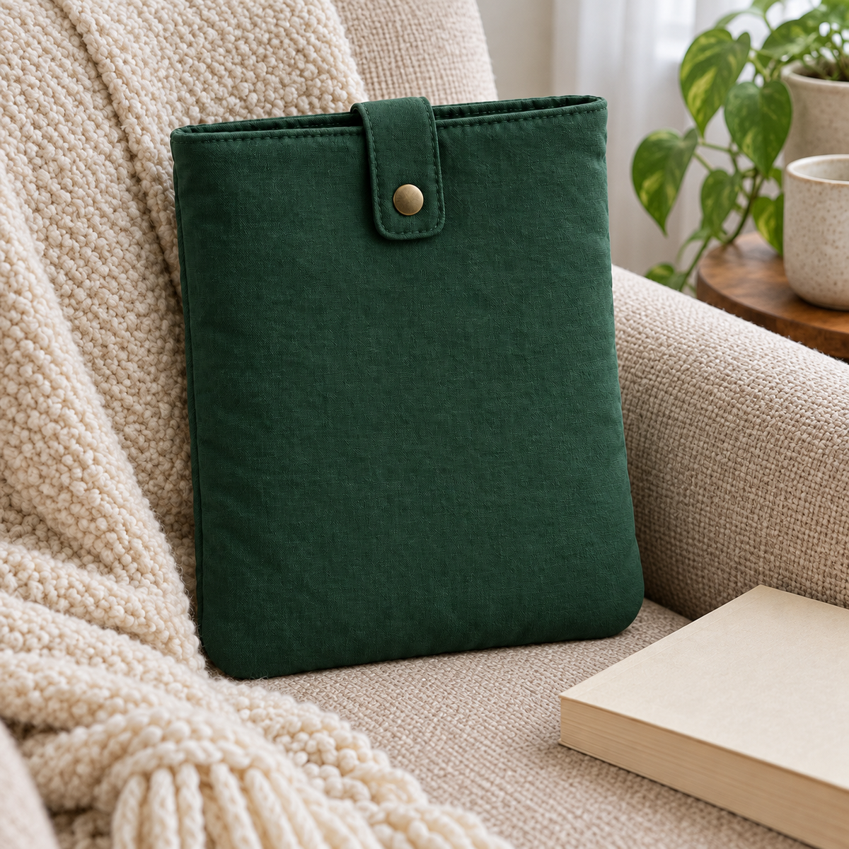 Forest Green Padded Book Sleeve