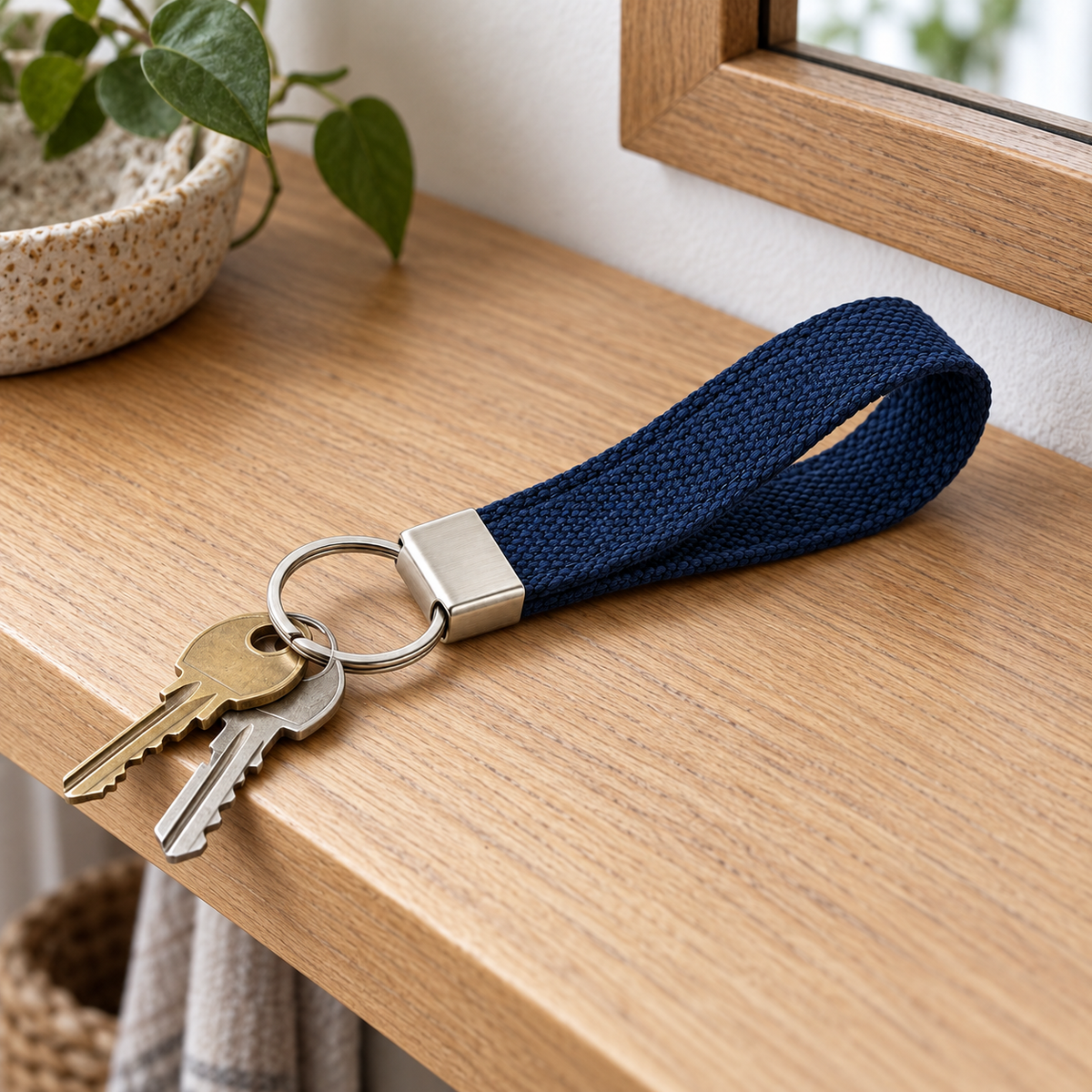 Navy Canvas Wristlet Keychain