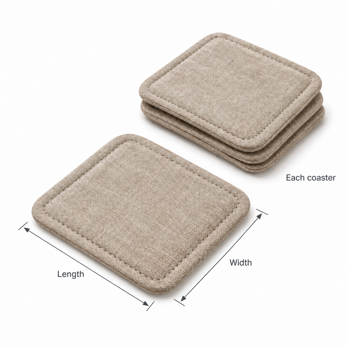 Natural Linen Coaster Set